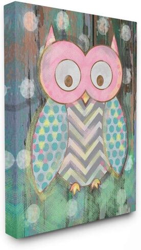 The Kids Room by Stupell Canvas Wall Art, 10x15, Multi Color Distressed Woodland Owl in Saudi Arabia