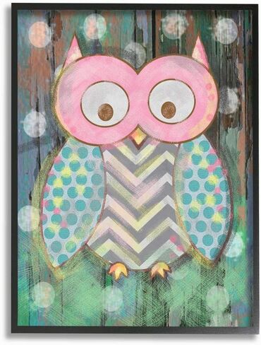The Kids Room by Stupell Canvas Wall Art, 10x15, Multi Color Distressed Woodland Owl in Saudi Arabia
