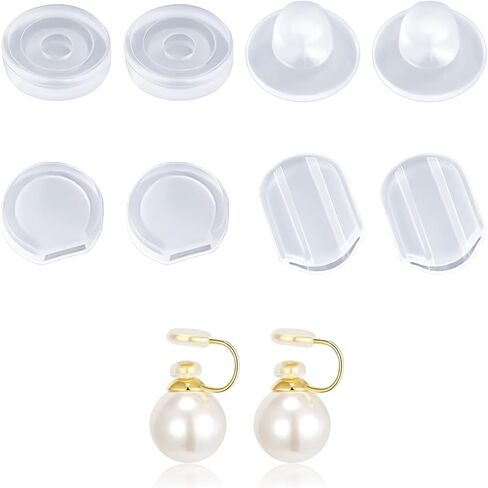 Earring Pads Clear, 4 Size Comfort Earring Cushions Pads Earring Pads Silicone for Clips on Earrings (60 Pcs) in Kuwait