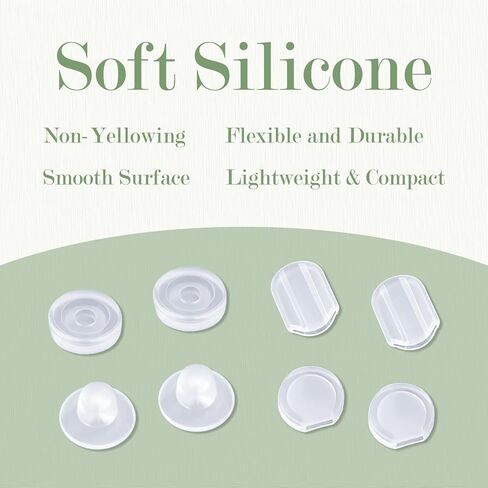 Earring Pads Clear, 4 Size Comfort Earring Cushions Pads Earring Pads Silicone for Clips on Earrings (60 Pcs) in Kuwait