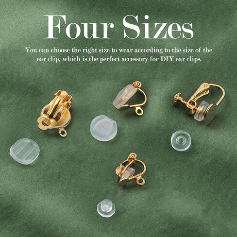 Earring Pads Clear, 4 Size Comfort Earring Cushions Pads Earring Pads Silicone for Clips on Earrings (60 Pcs) in Kuwait