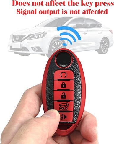 Texture Key fob Cover case with Keychain,Soft TPU Key case/Skin,4-Buttons Compatible with Altima Pathfinder Teana Murano Maxima Rogue Versa Sentra Remote Key Vehicle Accessories,Red in Saudi Arabia