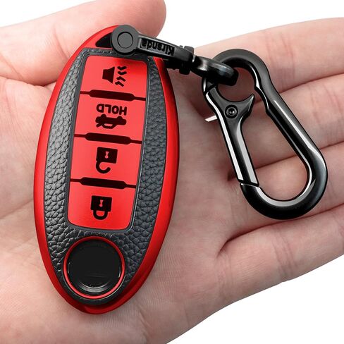 Texture Key fob Cover case with Keychain,Soft TPU Key case/Skin,4-Buttons Compatible with Altima Pathfinder Teana Murano Maxima Rogue Versa Sentra Remote Key Vehicle Accessories,Red in Saudi Arabia