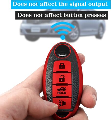 Texture Key fob Cover case with Keychain,Soft TPU Key case/Skin,4-Buttons Compatible with Altima Pathfinder Teana Murano Maxima Rogue Versa Sentra Remote Key Vehicle Accessories,Red in Saudi Arabia