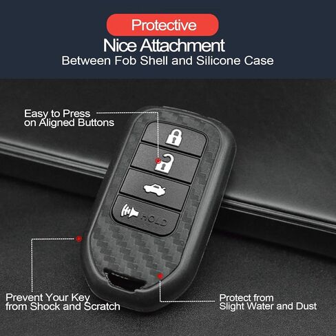قطعتان متوافقتان مع Honda Accord Civic CR-V HR-V Pilot CR-Z Fit Ridgeline Crosstour Odyssey Insight من ألياف الكربون تبدو مفتاح فوب غطاء حماية سلسلة مفاتيح بدون مفتاح حامل جهاز تحكم عن بعد in Kuwait