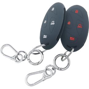 2Pcs Silicone Smart Remote Key Fob Cover for 2023 2024 Hyundai Ioniq 6 Kona Santa Fe Elantra 5/7 Buttons (Black)