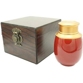 Small Urns for Human Ashes, Decorative Mini Urn,Cremation Keepsakes for Ashes,Human or Pet Small Ashes Urn,Handmade Ceramic Double Alloy Material Sealing Cap, with Woodgrain Box (Dark Blue)