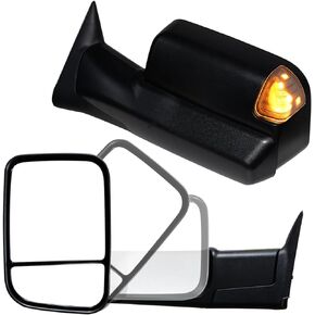 AERDM New Pair Towing Mirrors fit for 94-01 Dodge Ram 1500, 94-02 Ram 2500 3500 Pickup Truck View Mirrors Black Housing Power Heated Side Set Replacement Left+Right