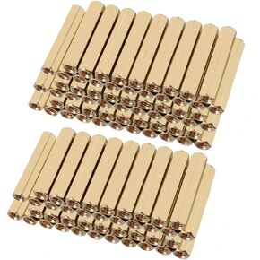 uxcell 100pcs Brass Straight PCB Pillar Female Thread Hex Standoff Spacer M3x5x25mm