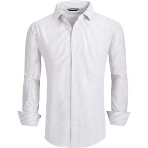 Alex Vando Mens Seersucker Dress Shirts Striped Casual Shirts for Men