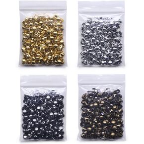 4 Color Mixed Round Dome Studs Assorted Kit Leathercraft Rivet Metal Punk Spikes Spots for Punk Rock Leather Craft Clothes Belt Bag Shoes Jewelry Decorations (0.32in/8mm)