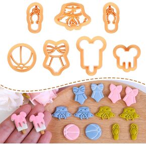 Puocaon Summer Polymer Clay Cutters - 7 Pcs Clay Cutters for Polymer Clay Jewelry, Girl Swimming Suit Clay Cutters for Earrings, Popsicle Polymer Clay Jewelry Cutters, Sandals Clay Earring Cutters
