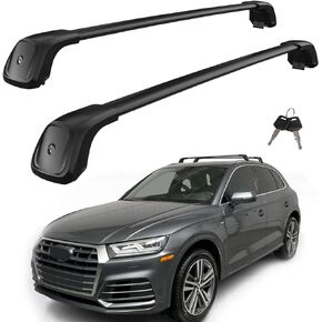 220 LBS Load Aluminum Cross Bars Fit for Audi Q7 2016-2024 (with Side Rails) Upgraded Lockable Roof Rack Crossbars Luggage Rack