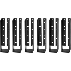 6 PCS Black Concealed-Flange Joist Hanger for Actual 2"(50mm)x 8" Roughsawn Lumber( Inner Width 50mm ),14 Gauge Steel Outdoor Hidden Joist Bracket for Actual 2 x 8 Beam,Swing,Handrail,Fence