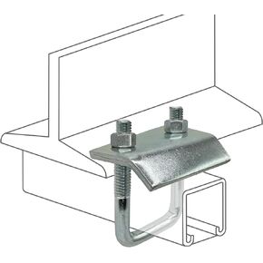 4 Pack Strut to Beam Clamp with Square U-Bolt and Nuts, 13/16" - 1-5/8" Channel (4)