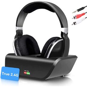 Wireless Headphones for TV Watching, Over-Ear Headset for Television Listening with 2.4GHz Digital Transmitter, No Audio Delay, 100 Work Rang, 20 Hrs Playtime, 3.5mm RCA Plug n Play
