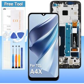 Screen Replacement for TCL A4X/4X 5G T601DL LCD Display Touch Digitizer Assembly with Tools (Black with Frame)