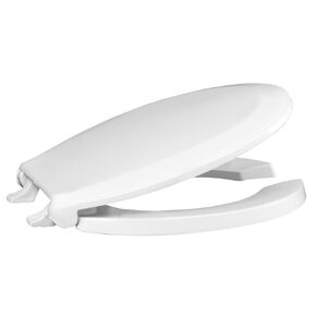 Centoco Elongated Toilet Seat, Lock In Place, Fast-N-Lock Mounting, Open Front With Cover, Commercial, Plastic, Made in the USA, 820STSFE-001, White