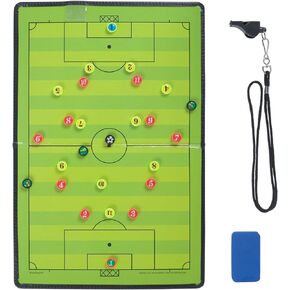Soccer Coaching Board-Magnetic Soccer Coach Tactics Folder with Whistle