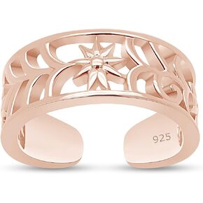 Adjustable Flower Toe Ring Jewelry for Women 14k Gold Over Sterling Silver