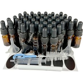 48Pack 5ml (1/6 oz) Glass Dropper Bottle. Essential Oil Bottle With Glass Eye Droppers. For Lab Bottles, Alcohol Bottles And Sterilize Water Bottles (Amber)