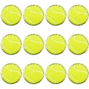 12 PCS Tennis Ball Patch Sports Iron On Patches Gold Edges Chenille Patches Tennis Applique for DIY Craft Decorating Clothing