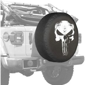Boomerang - Distressed Skull - 32" Soft JL Tire Cover for Jeep Wrangler JL (with Back-up Camera) - Sport & Sahara (2018-2024)