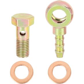 X AUTOHAUX 8mm Banjo Hose Barb Bolt Fittings Banjo Bolt Washer Kit Bronze Tone Metal for Motorcycle Car