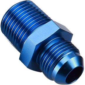 Male 1/2" NPT to -8 AN Flare Adapter Straight Aluminum Blue