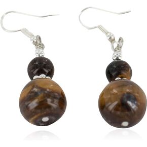 $80Tag Silver Navajo Certified Natural Tigers Eye Native Dangle Earrings 17868 Made By Loma Siiva
