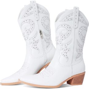 MeiLuSi راعية البقر أحذية رعاة البقر للنساء مطرزة أحذية رعاة البقر مرصعة الأحذية الغربية الجانب سستة حجم 10 in Kuwait