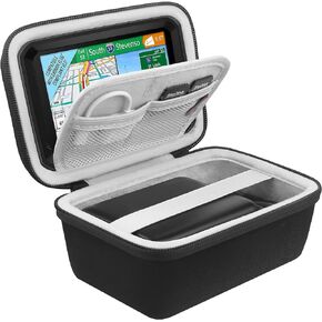 BOVKE GPS Case for 5-5.5" inch GPS Navigator Garmin Drive 52/Drive 51/53 DriveSmart 55/dezl OTR500/zumo 396 LMT-S/Garmin zūmo XT GPS Navigation System, Mesh Pocket for Accessories, Black+Black