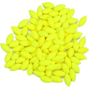 ASHATA 100 Pieces Fishing Bobbers, Fishing Rig Floats, Eye Catching Oval Slip Bobbers Floats for Fishing (Yellow)