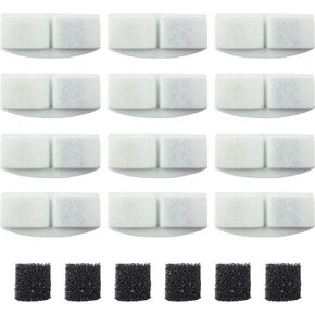 PET STANDARD Replacement Water Filter & 6 Pack Replacement Pre-Filter Sponges Compatible with VEKEN® 100oz/3L Automatic Pet Fountain, Pack of 12