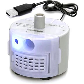 Cat Water Fountain Pump, Ultra Quiet Replacement Pump for Dog Cat Water Fountain with LED Light, Suitable for PONOSIR 3.2L/4L Stainless Steel Pet Fountain