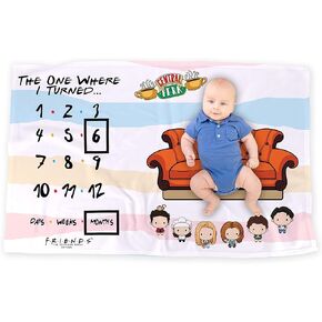 LOGOVISION Friends Baby Milestone Blanket, 36"x58" Central Perk Couch, Unisex for Baby Boy and Girl