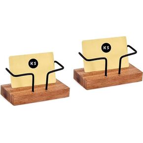 Business Card Holder Iron Name Card Organizer Name Card Business Card Display Holders for Desk Office Home Decoration (4.25" x 2" x 2") (Set of 2)