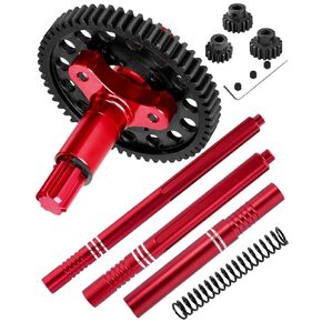 Center Drive Shaft CVD&Metal Spur Gear Slipper Clutch 57T(32dp) with 15T/16T/17T Pinions Gear Upgrades for 1/10 4x4 Granite/Senton/Big Rock/Vorteks 3s BLX & mega550,Red