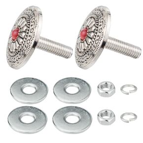 Arenbel 2Pcs License Plate Frame Fasteners Screws Retro Car Tag Bolts Kit Fit Vehicles Motorcycle Trucks SUV, Embedded Blue Core