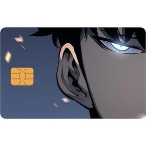 WeebNation Solo Leveling - Sung Jinwoo - 4 قطع من ملصقات بطاقات الرسوم المتحركة للخصم، وجلد بطاقة الائتمان - غطاء وتخصيص بطاقة البنك - غطاء بطاقة مقاوم للتمزق، مقاوم للماء - أعلى جودة، بدون فقاعات in Kuwait