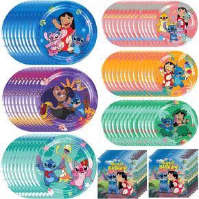 Stitch Birthday Party Supplies, Stitch Party Plates Disposable lStitch Plates and Napkins for Kids lilo Stitch Birthday Decorations, Serves 30 in Kuwait