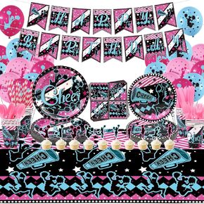 Cheerleading Party decoration, Cheerleading birthday Party Supplies Packs, Gymnastics PartyCheer Party Supplies include Background, Plates, Balloons, Cheerleading Party Set Serves 20 (Background)