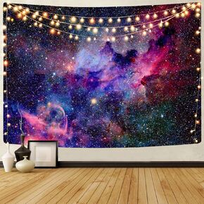 KYKU Galaxy Tapestry Wall Hanging Purple Outer Space Tapestry Cool Trippy Nebula Universe Tapestries for Bedroom Living Room Dorm Decor (W59.1 × H51.2, Purple)