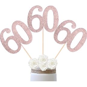 10-Pack Double Sided Glitter 60th Birthday Centerpiece Anniversary Centerpiece Sticks, Number 60 Table Topper Cake Topper for 60th Birthday Anniversary Table Party Decorations (Double Sided black)