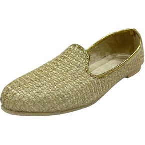 Punjabi Jutti for Men's Traditional Mojaris Shoes Cream Gold Wedding for Groom Indian Handmade Ethnic Jooti
