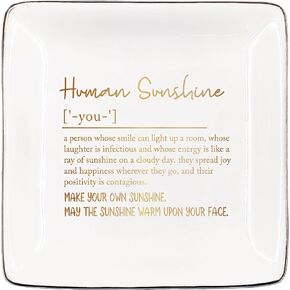 Human Sunshine Gift Jewelry Dish, Motivational Gift for Girls Women, Human Sunshine Definition Jewelry Tray, Appreciation Gifts for Teacher Friends Mom, Rings Earring Tray Gifts Accessories