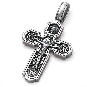 Eastern Orthodox Cross Necklace for Men Women - 925 Sterling Silver - Jesus Christ Crucifix Pendant Necklace - Unique Christian Religious Jewelry - Handmade
