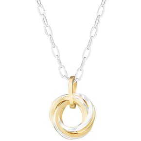 Two-Tone Love Knot Pendant Necklace with Mixed 14K Gold-Filled and 925 Sterling Silver Circles Everyday Jewelry Gift for Women - 18"