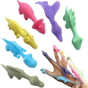 Veewon 10pcs Dinosaur Catapult Finger Stretchable Toys Finger Ejection Relief Toy for Office Pranks