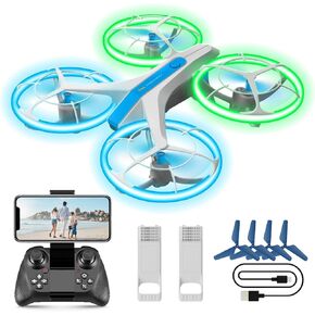 4DRC Mini Drone with 1080P HD FPV Camera Drone,RC Quadcopter Helicopter,One Key Take Off/Land, Altitude Hold, 360° Flip,Colorful LED Light,Toys Gifts for Kids, Adults, beginner,White